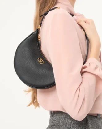 Vlogo Signature Mini-Hobo-Tasche aus genarbtem Kalbsleder