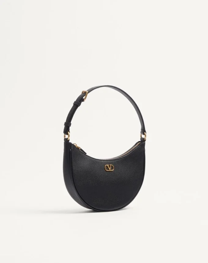 Vlogo Signature Mini-Hobo-Tasche aus genarbtem Kalbsleder Vlogo Signature Mini-Hobo-Tasche aus genarbtem Kalbsleder
