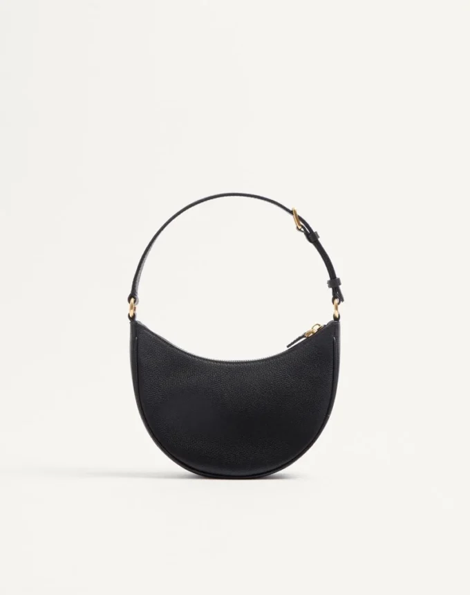 Vlogo Signature Mini-Hobo-Tasche aus genarbtem Kalbsleder Vlogo Signature Mini-Hobo-Tasche aus genarbtem Kalbsleder