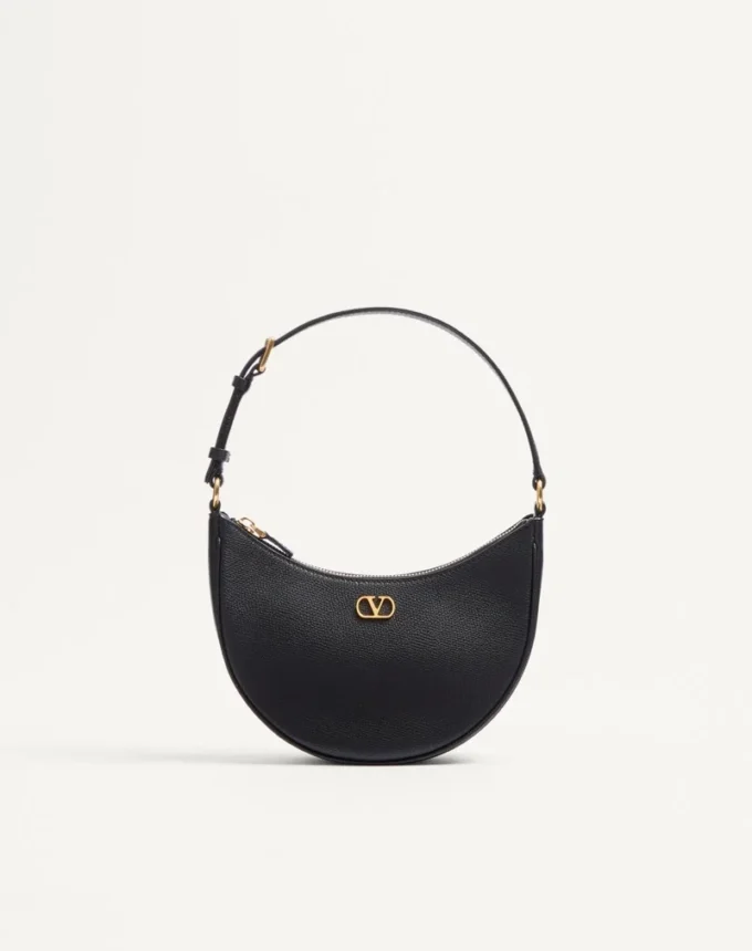 Vlogo Signature Mini-Hobo-Tasche aus genarbtem Kalbsleder Vlogo Signature Mini-Hobo-Tasche aus genarbtem Kalbsleder