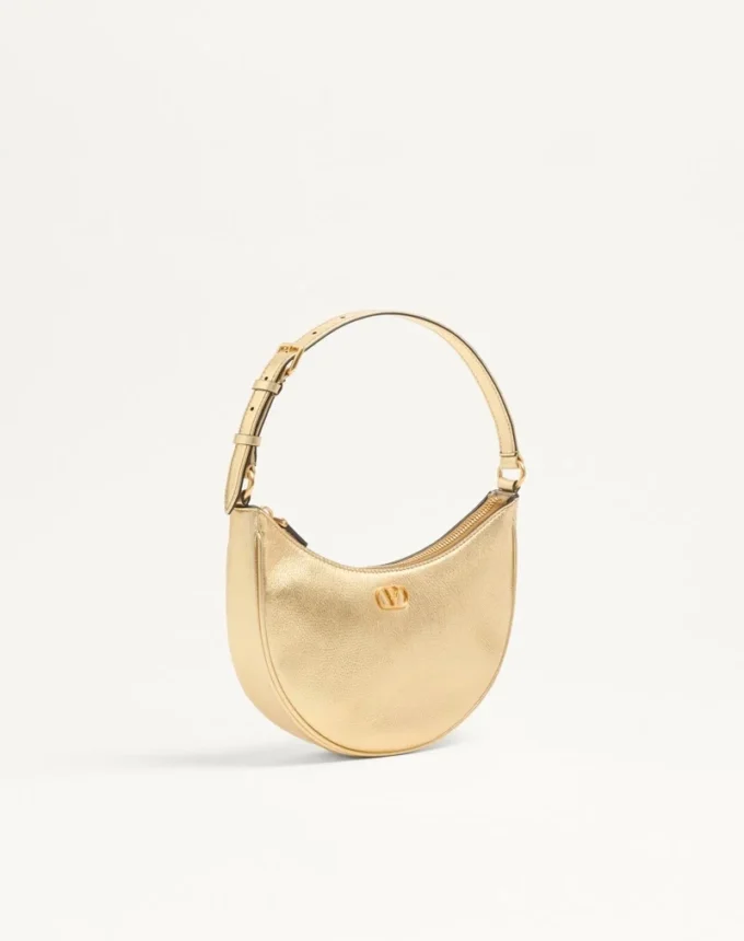 Vlogo Signature Mini-Hobo-Tasche aus laminiertem genarbtem Kalbsleder Vlogo Signature Mini-Hobo-Tasche aus laminiertem genarbtem Kalbsleder