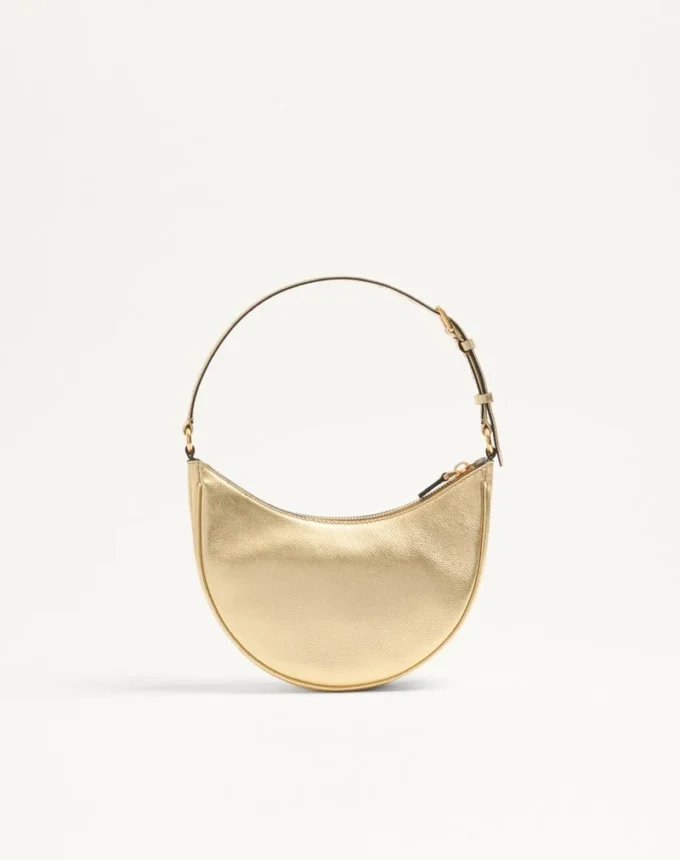 Vlogo Signature Mini-Hobo-Tasche aus laminiertem genarbtem Kalbsleder Vlogo Signature Mini-Hobo-Tasche aus laminiertem genarbtem Kalbsleder