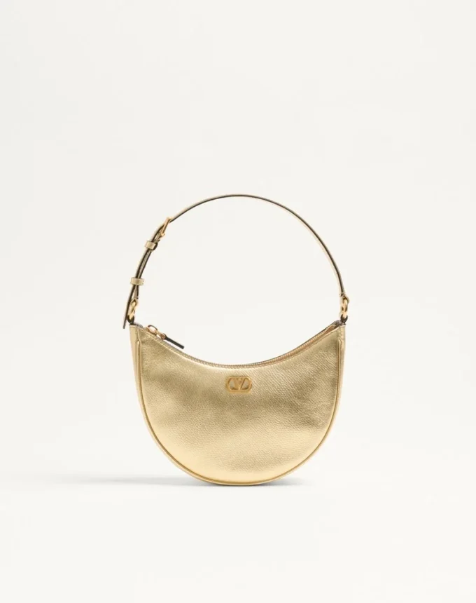 Vlogo Signature Mini-Hobo-Tasche aus laminiertem genarbtem Kalbsleder Vlogo Signature Mini-Hobo-Tasche aus laminiertem genarbtem Kalbsleder