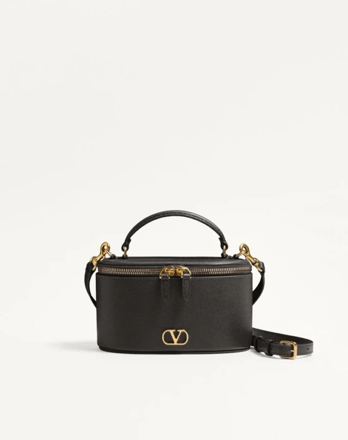 Vlogo Signature Mini-Kosmetiktasche aus genarbtem Kalbsleder Vlogo Signature Mini-Kosmetiktasche aus genarbtem Kalbsleder