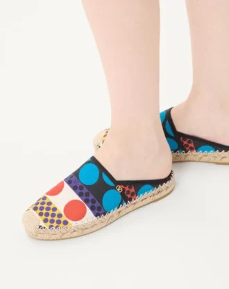 Vlogo Signature Mule aus Canvas mit optischem Pois-Muster, 25 mm