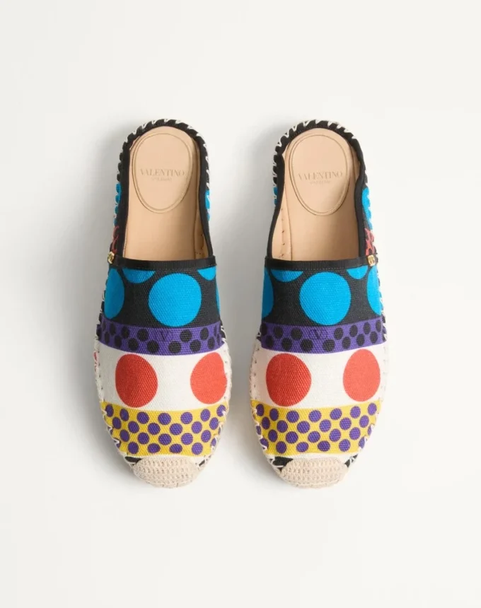 Vlogo Signature Mule aus Canvas mit optischem Pois-Muster, 25 mm
