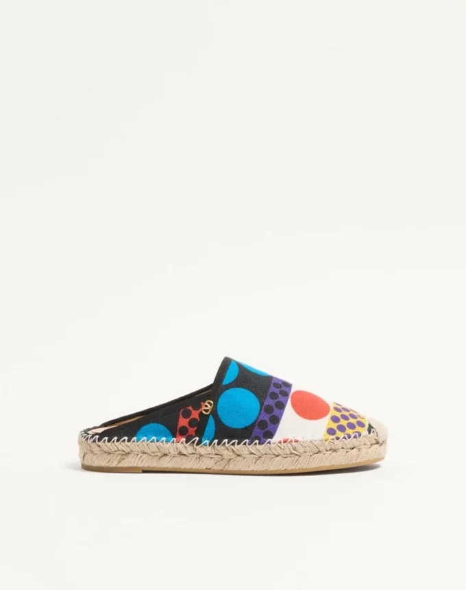Vlogo Signature Mule aus Canvas mit optischem Pois-Muster, 25 mm