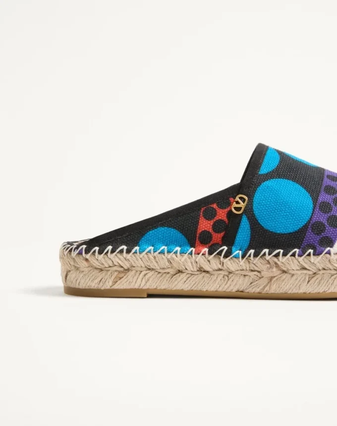 Vlogo Signature Mule aus Canvas mit optischem Pois-Muster, 25 mm