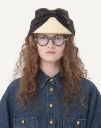 Vlogo Signature Panama-Bucket-Hat mit Satinschleife