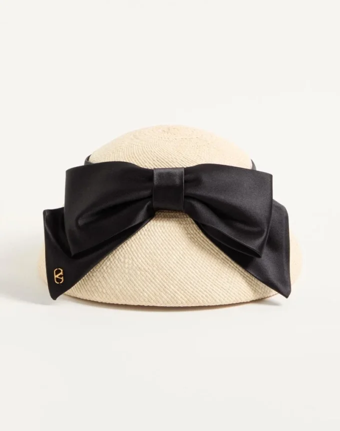 Vlogo Signature Panama-Bucket-Hat mit Satinschleife Vlogo Signature Panama-Bucket-Hat mit Satinschleife