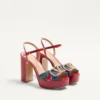 Vlogo Signature Plateau-Denim-Sandale mit Cherryfic-Stickerei 115 mm Vlogo Signature Plateau-Denim-Sandale mit Cherryfic-Stickerei 115 mm