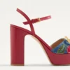 Vlogo Signature Plateau-Denim-Sandale mit Cherryfic-Stickerei 115 mm Vlogo Signature Plateau-Denim-Sandale mit Cherryfic-Stickerei 115 mm