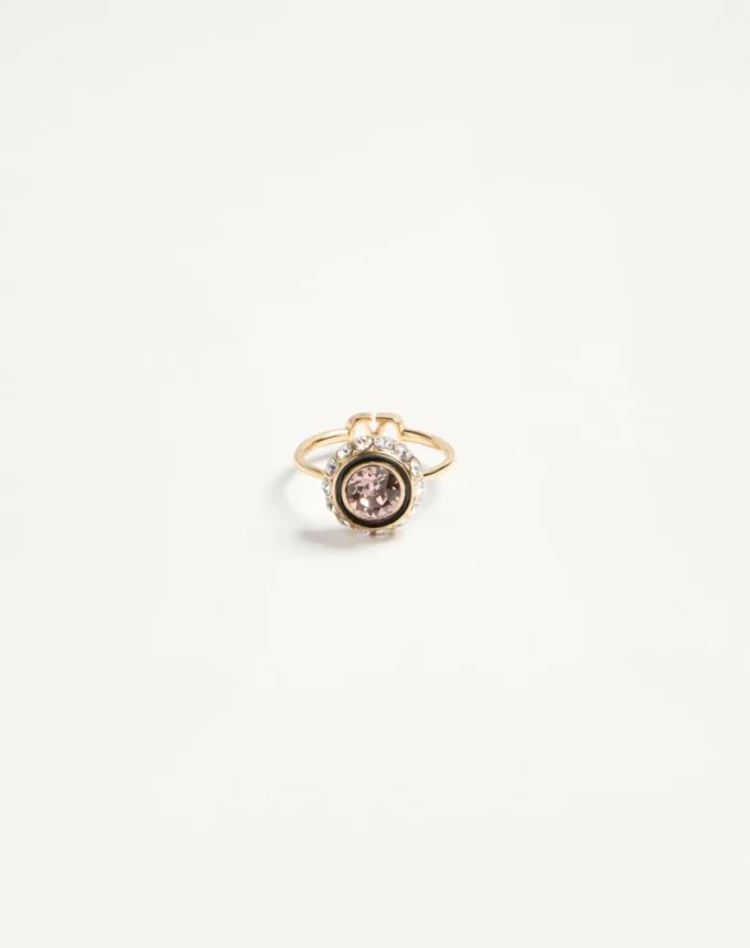 VLogo Signature Ring aus Metall, Emaille und Kristallen