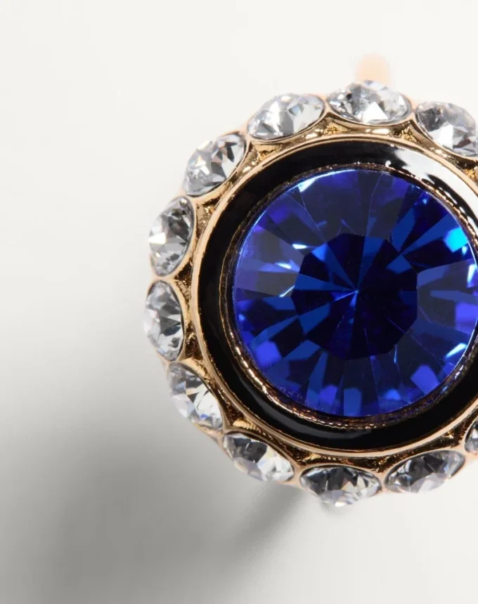 Vlogo Signature Ring aus Metall, Emaille und Kristallen