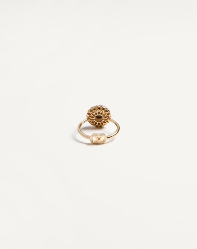 VLogo Signature Ring aus Metall, Emaille und Kristallen