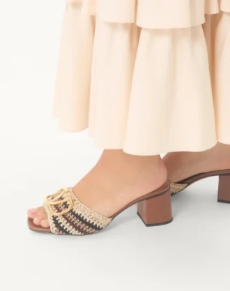 Vlogo Signature Slide Sandal mit Häkelstickerei 60 mm