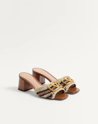 Vlogo Signature Slide Sandal mit Häkelstickerei 60 mm