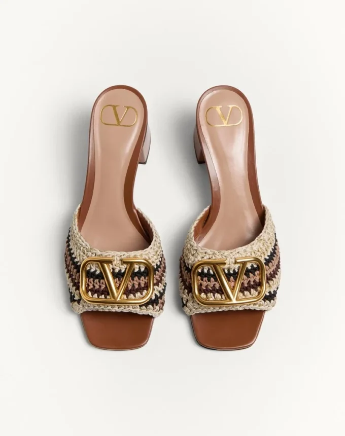 Vlogo Signature Slide Sandal mit Häkelstickerei 60 mm Vlogo Signature Slide Sandal mit Häkelstickerei 60 mm