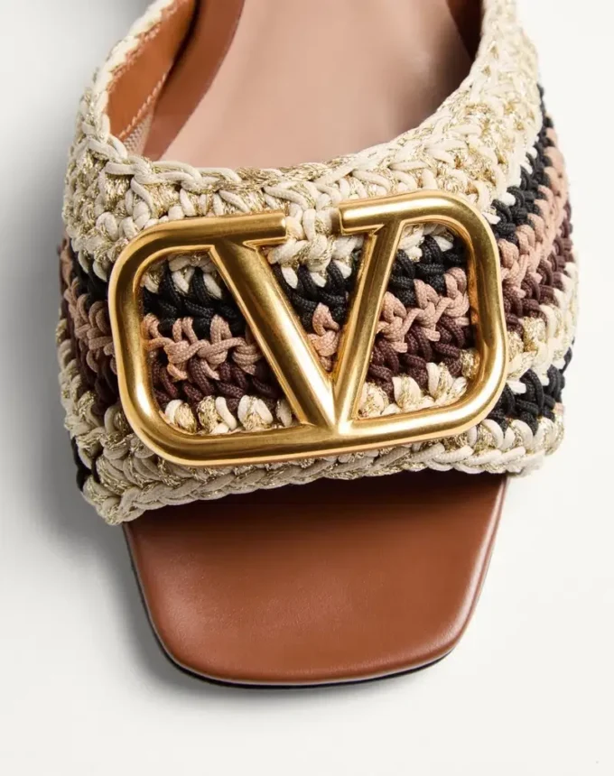 Vlogo Signature Slide Sandal mit Häkelstickerei 60 mm Vlogo Signature Slide Sandal mit Häkelstickerei 60 mm