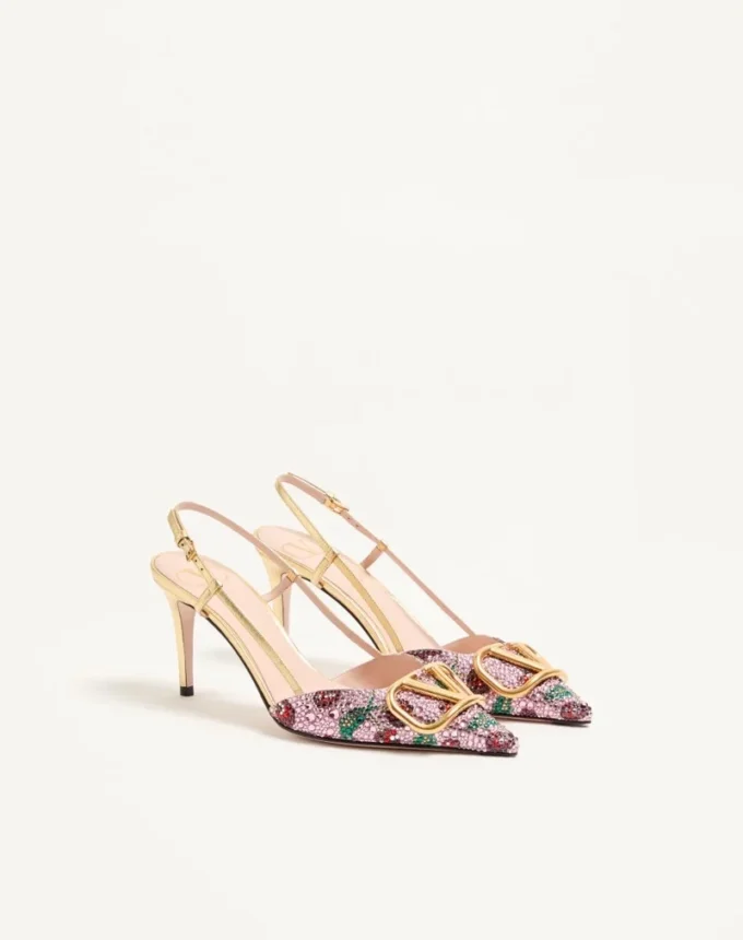 VLogo Signature Slingback Décolleté mit Cherryfic-Stickerei 80 mm VLogo Signature Slingback Décolleté mit Cherryfic-Stickerei 80 mm