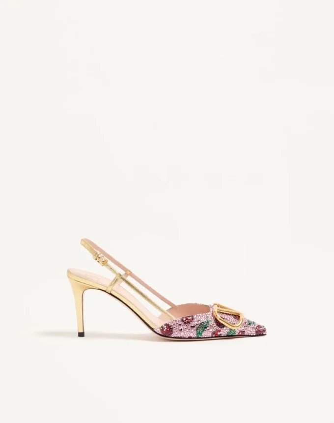 VLogo Signature Slingback Décolleté mit Cherryfic-Stickerei 80 mm VLogo Signature Slingback Décolleté mit Cherryfic-Stickerei 80 mm