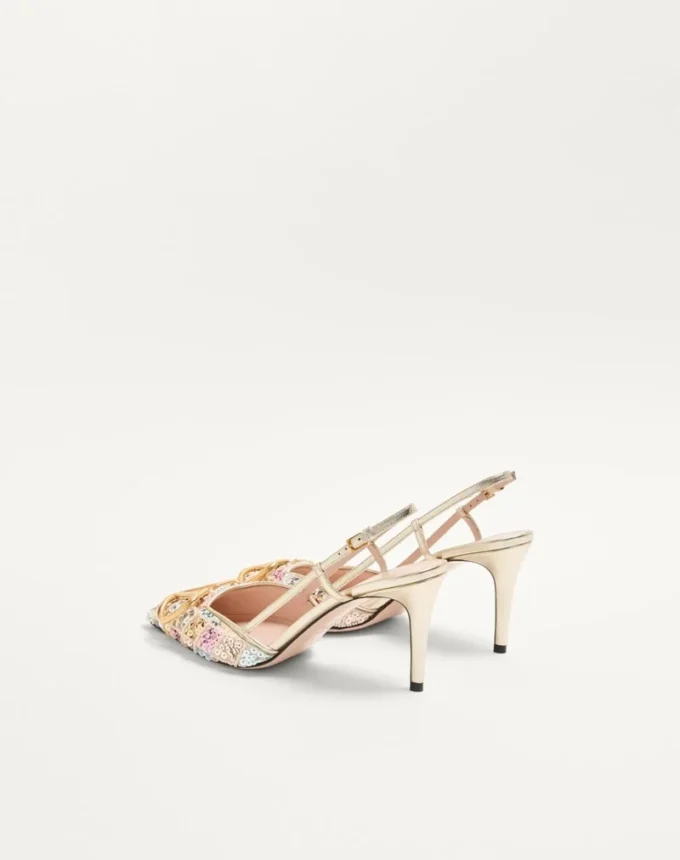VLogo Signature Slingback Décolleté mit Rhombelle-Stickerei 80 mm VLogo Signature Slingback Décolleté mit Rhombelle-Stickerei 80 mm