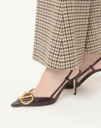 Vlogo Signature Slingback Pumps aus bedrucktem Kalbsleder mit 80 mm Absatz
