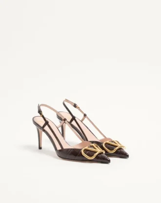 Vlogo Signature Slingback Pumps aus bedrucktem Kalbsleder mit 80 mm Absatz