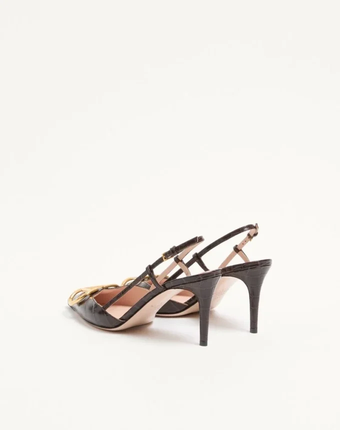 Vlogo Signature Slingback Pumps aus bedrucktem Kalbsleder mit 80 mm Absatz