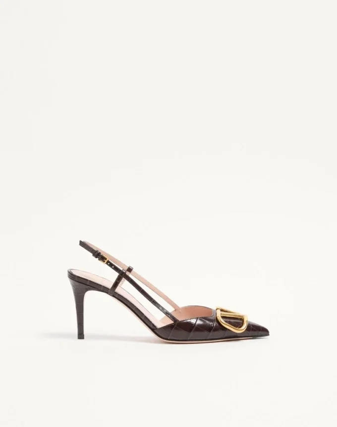 Vlogo Signature Slingback Pumps aus bedrucktem Kalbsleder mit 80 mm Absatz