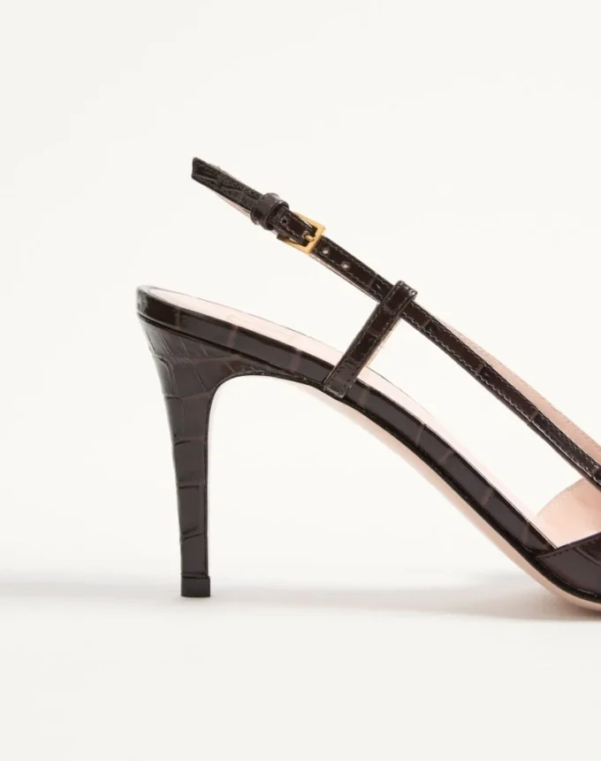 Vlogo Signature Slingback Pumps aus bedrucktem Kalbsleder mit 80 mm Absatz