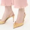 Vlogo Signature Slingback Pumps aus Cloqué-Jacquard-Stoff 80 mm