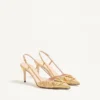 Vlogo Signature Slingback Pumps aus Cloqué-Jacquard-Stoff 80 mm