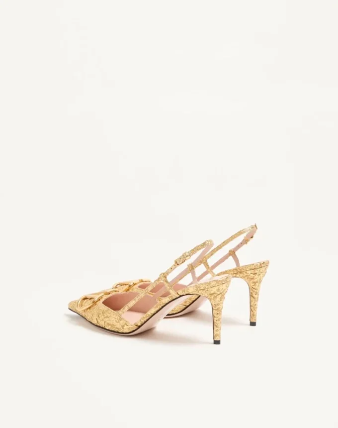 Vlogo Signature Slingback Pumps aus Cloqué-Jacquard-Stoff 80 mm