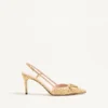 Vlogo Signature Slingback Pumps aus Cloqué-Jacquard-Stoff 80 mm