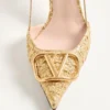 Vlogo Signature Slingback Pumps aus Cloqué-Jacquard-Stoff 80 mm