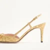 Vlogo Signature Slingback Pumps aus Cloqué-Jacquard-Stoff 80 mm