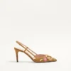 VLogo Signature Slingback-Pumps aus Crust-Leder mit Blumenstickerei, 80 mm