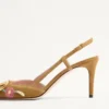 VLogo Signature Slingback-Pumps aus Crust-Leder mit Blumenstickerei, 80 mm