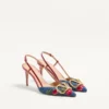 Vlogo Signature Slingback Pumps aus Denim mit Cherryfic-Stickerei 80 mm