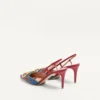 Vlogo Signature Slingback Pumps aus Denim mit Cherryfic-Stickerei 80 mm