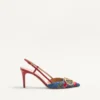 Vlogo Signature Slingback Pumps aus Denim mit Cherryfic-Stickerei 80 mm