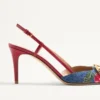 Vlogo Signature Slingback Pumps aus Denim mit Cherryfic-Stickerei 80 mm