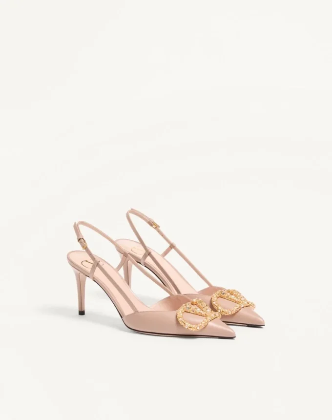Vlogo Signature Slingback-Pumps aus Kalbsleder mit Juwelenlogo 80 mm Vlogo Signature Slingback-Pumps aus Kalbsleder mit Juwelenlogo 80 mm