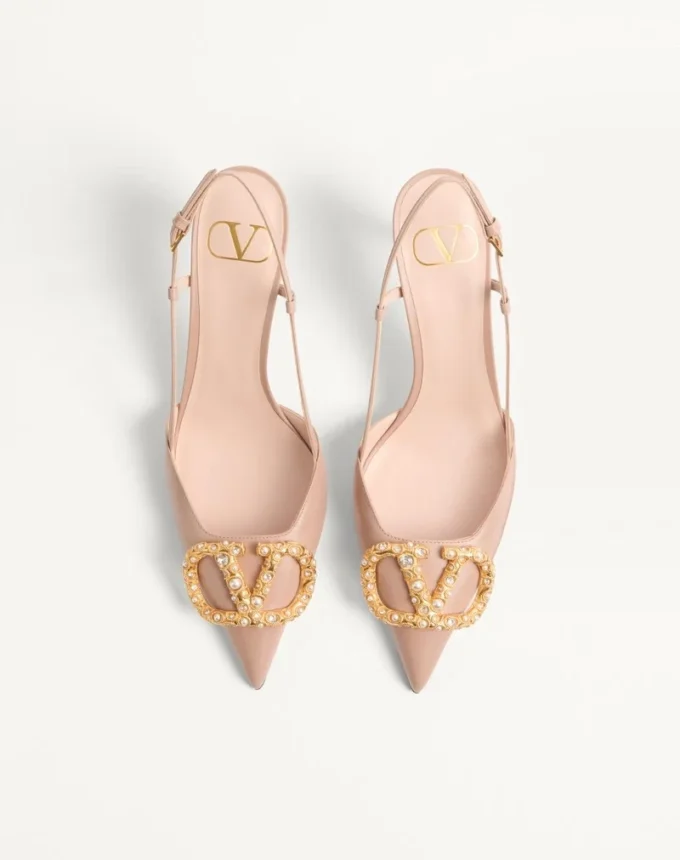 Vlogo Signature Slingback-Pumps aus Kalbsleder mit Juwelenlogo 80 mm Vlogo Signature Slingback-Pumps aus Kalbsleder mit Juwelenlogo 80 mm