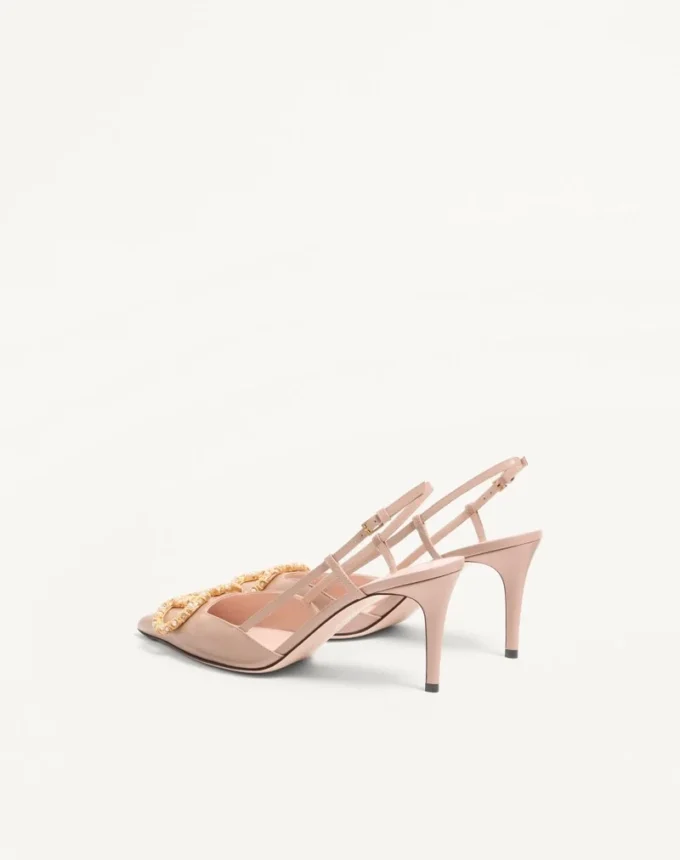 Vlogo Signature Slingback-Pumps aus Kalbsleder mit Juwelenlogo 80 mm Vlogo Signature Slingback-Pumps aus Kalbsleder mit Juwelenlogo 80 mm