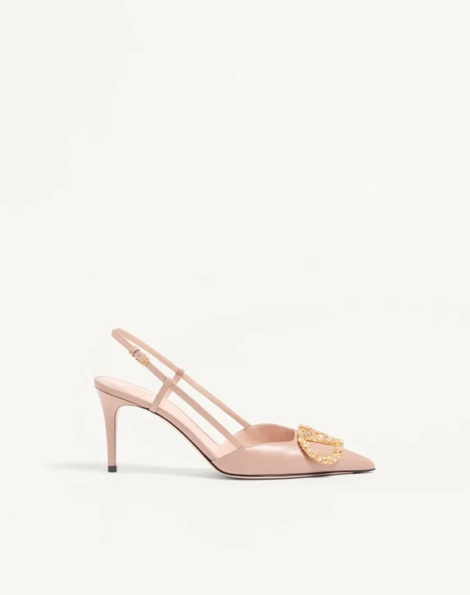 Vlogo Signature Slingback-Pumps aus Kalbsleder mit Juwelenlogo 80 mm Vlogo Signature Slingback-Pumps aus Kalbsleder mit Juwelenlogo 80 mm