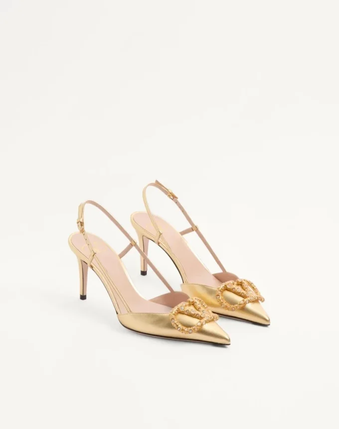 Vlogo Signature Slingback-Pumps aus laminiertem Nappaleder 80 mm Vlogo Signature Slingback-Pumps aus laminiertem Nappaleder 80 mm