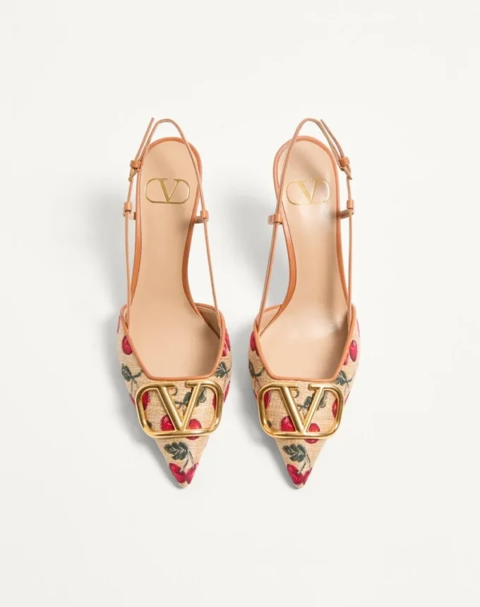 Vlogo Signature Slingback Pumps mit Cherryfic-Muster 80 mm Vlogo Signature Slingback Pumps mit Cherryfic-Muster 80 mm