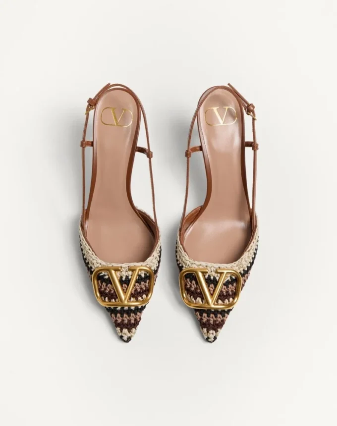 Vlogo Signature Slingback-Pumps mit Häkelstickerei 80 mm Vlogo Signature Slingback-Pumps mit Häkelstickerei 80 mm